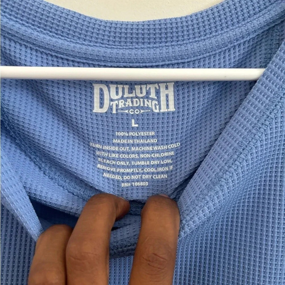 Duluth trading company scoop neck short sleeve light blue activewear tee L - Picture 2 of 3